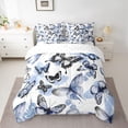 thumbnail image 2 of jejeloiu Flying Animal Butterflies 7 Pieces Bedding Comforter Set,Ink Painting Aesthetic Full Bedding Set,White Gray Blue Fitted Sheet Flat Sheet For Girls,Breathable Home Decor Reversible, 2 of 8