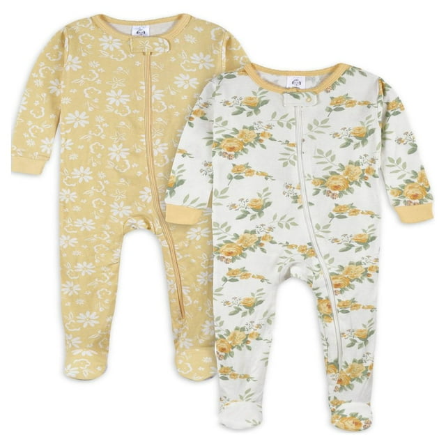 Pyjama en Coton Ajusté à Pieds pour Bébé et Fillette, Lot de 2