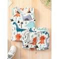thumbnail image 2 of Wassery Infant Baby Boy Summer Outfits Sleeveless Dinosaur Print Tank Top+ Drawstring Shorts Set 2PCS Clothes Suit, 2 of 9