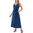 thumbnail image 4 of VESTIDOS SIN MANGAS DE INSPIRE CHIC para Mujeres, Vestido Maxi Casual con Cintura Ajustable y Bolsillos XL Azul Oscuro, 4 of 6