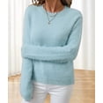 thumbnail image 4 of Womens Soft Knit Sweater Fall Dressy Casual Pullover Tops Light Blue M, 4 of 8