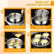 Ihvewuo Egg Poacher Cookware, Stainless Steel Poached Egg Maker Pot, Egg Poaching Pan with 4 Cups, Poached Egg Cooker Pot for Induction Cooktop Gas Cooktop 8.66x7.87x2.68in