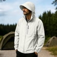 thumbnail image 2 of UPF 50+ Sun Protection Jacket for Men Hooded Long Sleeve Zipper Lightweight Quick Dry Windbreaker Athletic Tops with Pockets Beige XXL, 2 of 9