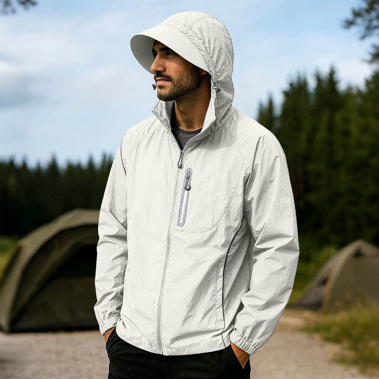 Mens Sun Protection Breathable Jacket with Zipper Pocket UPF 50+