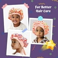 thumbnail image 5 of Lolalet 2 uds Gorros para niños para niñas Gorro de Seda Reversible para Dormir Gorro de satén con Banda elástica Ancha - Fruta y Flor, 5 of 5