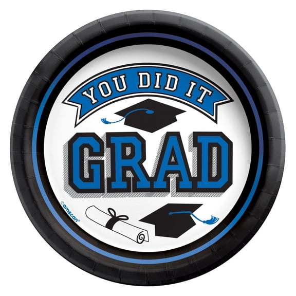 True To Your School Round Plates, 6 3/4" - Royal Blue