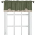 thumbnail image 2 of Woven Trends Two-Tone Window Curtain Tier Pair & Valance Set, Double Layer Small Window Curtains for Kitchen, Living Room and Kitchen, Green/Beige, 58" x 24" Tier Pair & Valance Set, 2 of 7