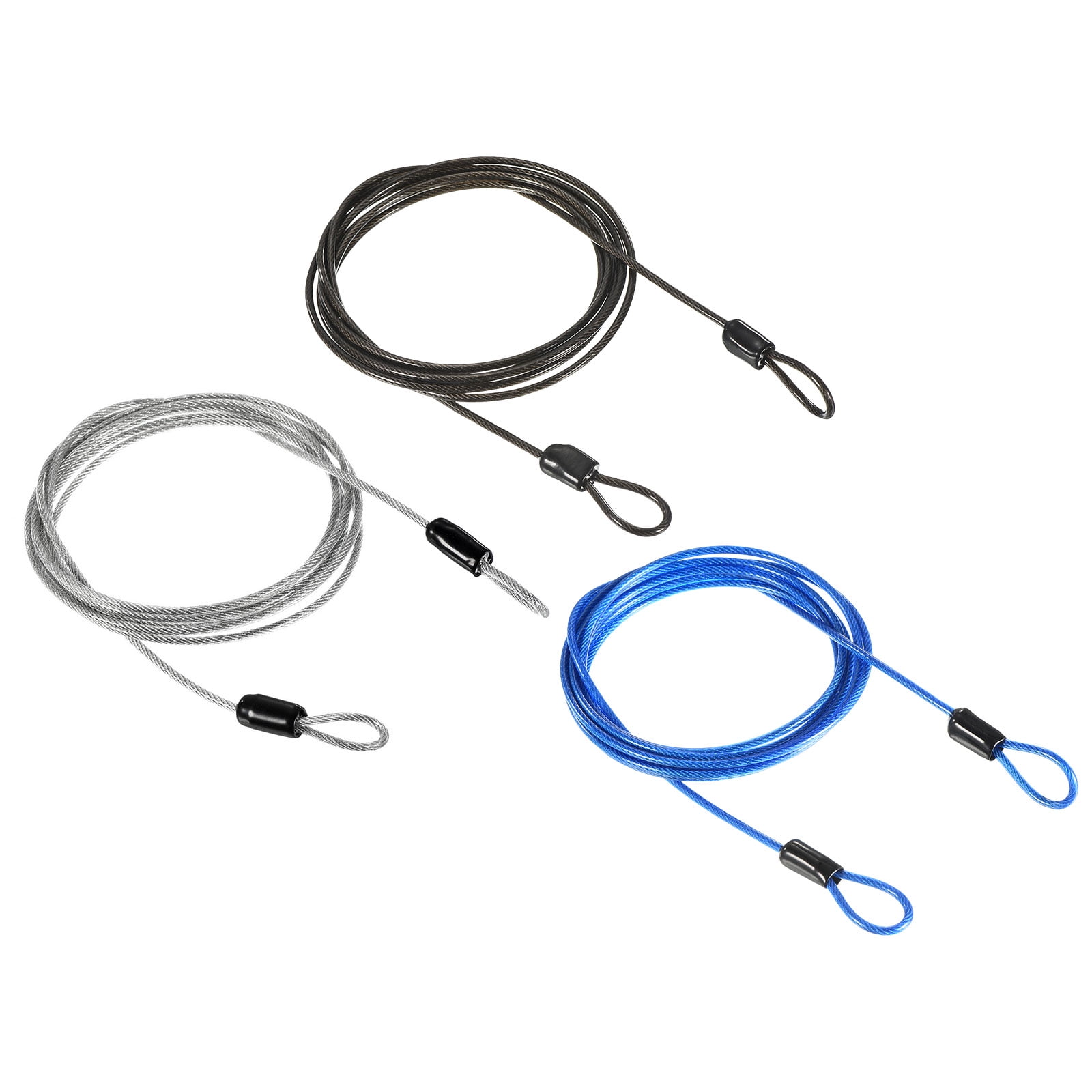 Uxcell 2.5mmx2m/6.56ft Coated Security Steel Cable Luggage Lock Wire Rope Double Loop