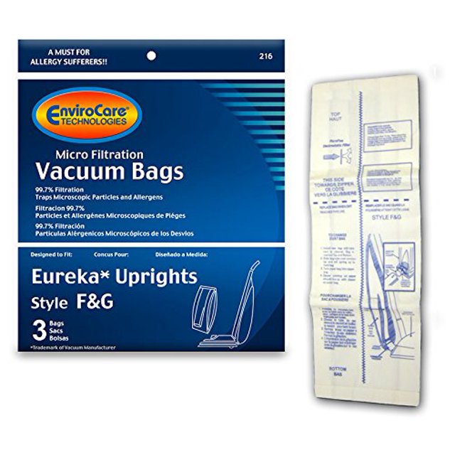 EnviroCare Replacement Micro Filtration Vacuum Bags for Eureka F&G Uprights 3 Pack