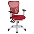 thumbnail image 2 of Flash Furniture Mid-Back Red Mesh Multifunction Executive Swivel Ergonomic Office Chair with Adjustable Arms and White Frame, 2 of 15