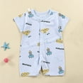 thumbnail image 2 of Utoimkio Baby Onesies Unisex Cotton Linen Romper Floral Print Short Sleeve Button Down Jumpsuit Summer Overall Clothes Size 3-12M, 2 of 3