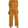 thumbnail image 2 of Joernso 3 Pcs/Set Women Coat Vest Pants Set Long Sleeve Cardigan O Neck Sleeveless Vest Elastic Waist Wide Leg Trousers Casual Loose Pantsuit Fall Spring Daily Wear Outfit, 2 of 8