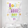 thumbnail image 1 of Quotes Tapestry, "Today is a Good Day" Inspiring Happiness Happy Moments Word Work Success Print, Wall Hanging for Bedroom Living Room Dorm Decor, 60W X 80L Inches, Multicolor, by Ambesonne, 1 of 2
