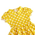 thumbnail image 5 of Lumtrix Girls Short Sleeve 50s Lapel Vintage Swing Dress Polka Dot Dress Casual A-Line Party Dress for 3-14 Years Yellow 110, 5 of 6