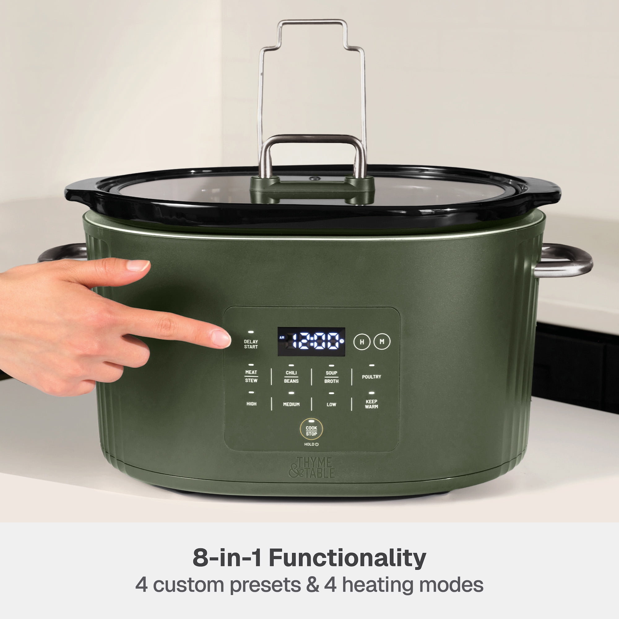 Thyme & Table 6QT Programmable Slow Cooker, Dusty Moss