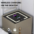 thumbnail image 2 of KPIBEST Bedside table with safe, LED lamp, wireless charger and Bluetooth speaker (light brown), 2 of 11