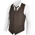 thumbnail image 1 of GFDYREE Men's Slim Fit Herringbone Tweed Suits Vest Premium Wool Blend Waistcoat, 1 of 7