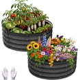 thumbnail image 1 of Jardin Surélevé Rond Galvanisé 2x2x1 Pi, Bac de Plantation en Métal Robuste avec Fond Ouvert, Jardin Extérieur Résistant à la Rouille pour Légumes, Fleurs et Herbes, Gris, 1 of 7