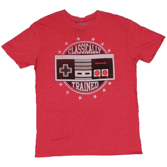 Nintendo NES Mens T-Shirt - "Classically Trained" Circel Star Controller Image (X-Large)