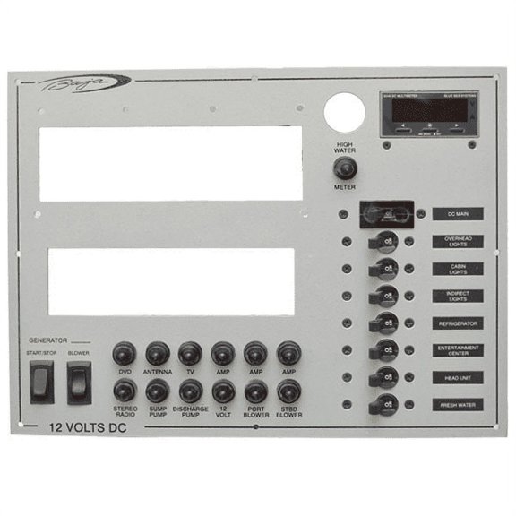 Baja Marine Boat Breaker Switch Panel | 13 1/2 x 10 1/4 Inch Gray