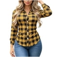 thumbnail image 4 of Dpjklzsn Women's Plaid Button Down Shirt, Long Sleeve Collared Flannel-Style Blouse for Casual Everyday Outfits, 4 of 9