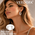thumbnail image 3 of VEEDOFA Chunky Silver Platd Hoop Earrings for Women, Fashion Hypoallergenic earrings Minimalist Jewelry Gift, 3 of 7