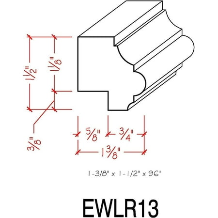 

EWLR13 Kitchen Cabinet Light Rail Nose and Cove Moulding 1-3/8 x 1-1/2 Sapele Mahogany 94