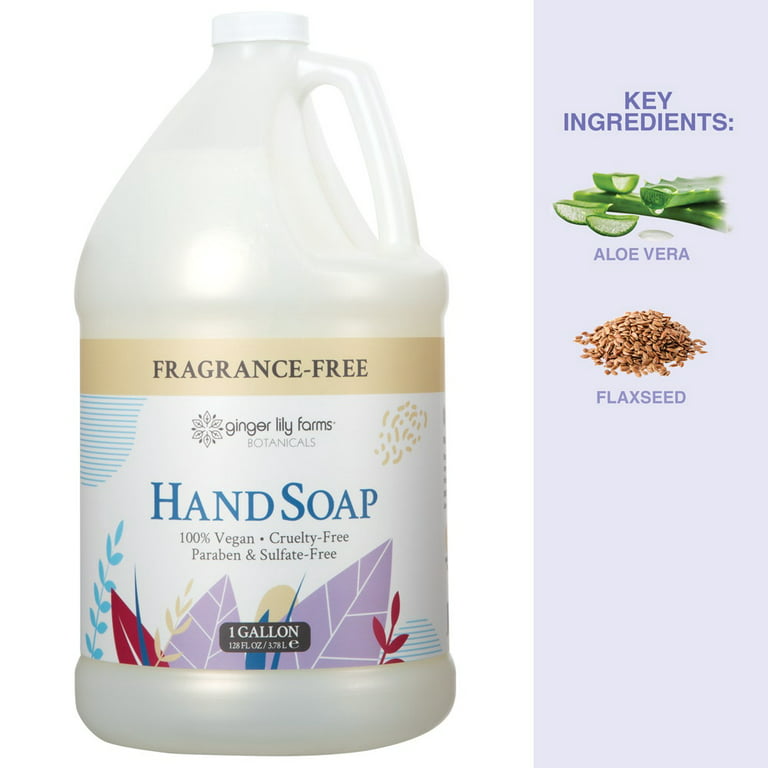 Ginger Lily Farms Botanicals All Purpose Liquid Hand Soap Refill, Fragrance Free, 100% Vegan & Cruelty Free, 1 Gallon