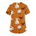 thumbnail image 5 of LTTVQM Easter Scrub Tops for Women Rabbits Eggs Print Funny Short Sleeve Shirts Comfortable V-Neck Fashion Clothes with Pockets Saffron XL, 5 of 5