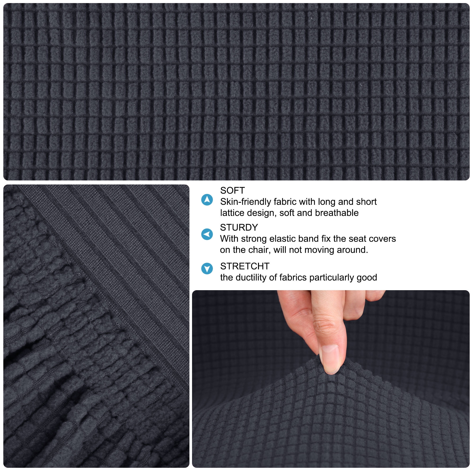 Unique Bargains Polyester Stretch Bar Stool Covers Elastic Band Mid Back Chair Slipcover Slategray 1 Pc