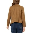 thumbnail image 3 of INSPIRE CHIC Women's Faux Suede Drape Blazer Collar Long Sleeves Open Front Jacket XS Brown, 3 of 7