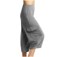 thumbnail image 2 of BLVB Women's Summer Capri Pants Casual Wide Leg Cargo Yoga Pants Loose Soft Pajamas with Pockets Sweatpants, 2 of 6