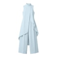 thumbnail image 4 of IUYRTFE Women's Sleeveless Mock Neck Layered Asymmetrical Top and Wide Leg Pants Set 2 Piece Casual Outfit, 4 of 6