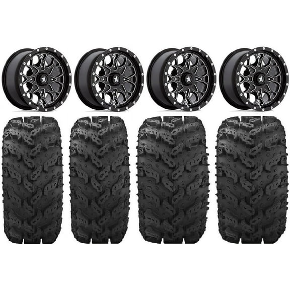 MSA Portal 14" Wheels Milled 27" Reptile Tires Can-Am Commander Maverick Renegade Outlander Defender