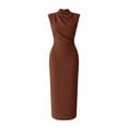 thumbnail image 5 of Bnwani Vacation Dresses for Women,Dresses for Women,Mock Neck,Back Slit,Casual,Sleeveless,Brown,XL, 5 of 6