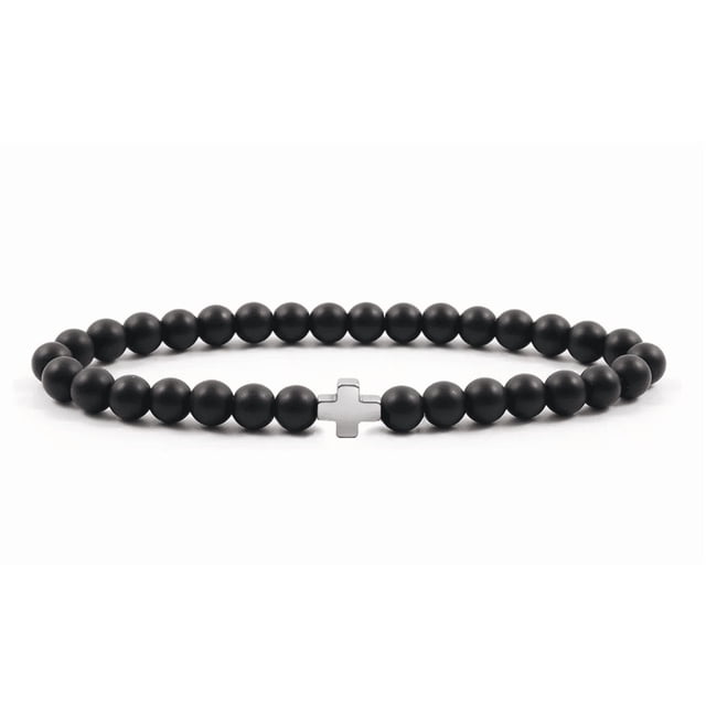 Xtellar Pulsera Hombre Brazalete Obsidiana Cruces Regalo Para Hombre