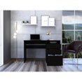 thumbnail image 3 of Compact Rectangular Desk - Black With Three Drawer & Shelf Computer Table, 3 of 3