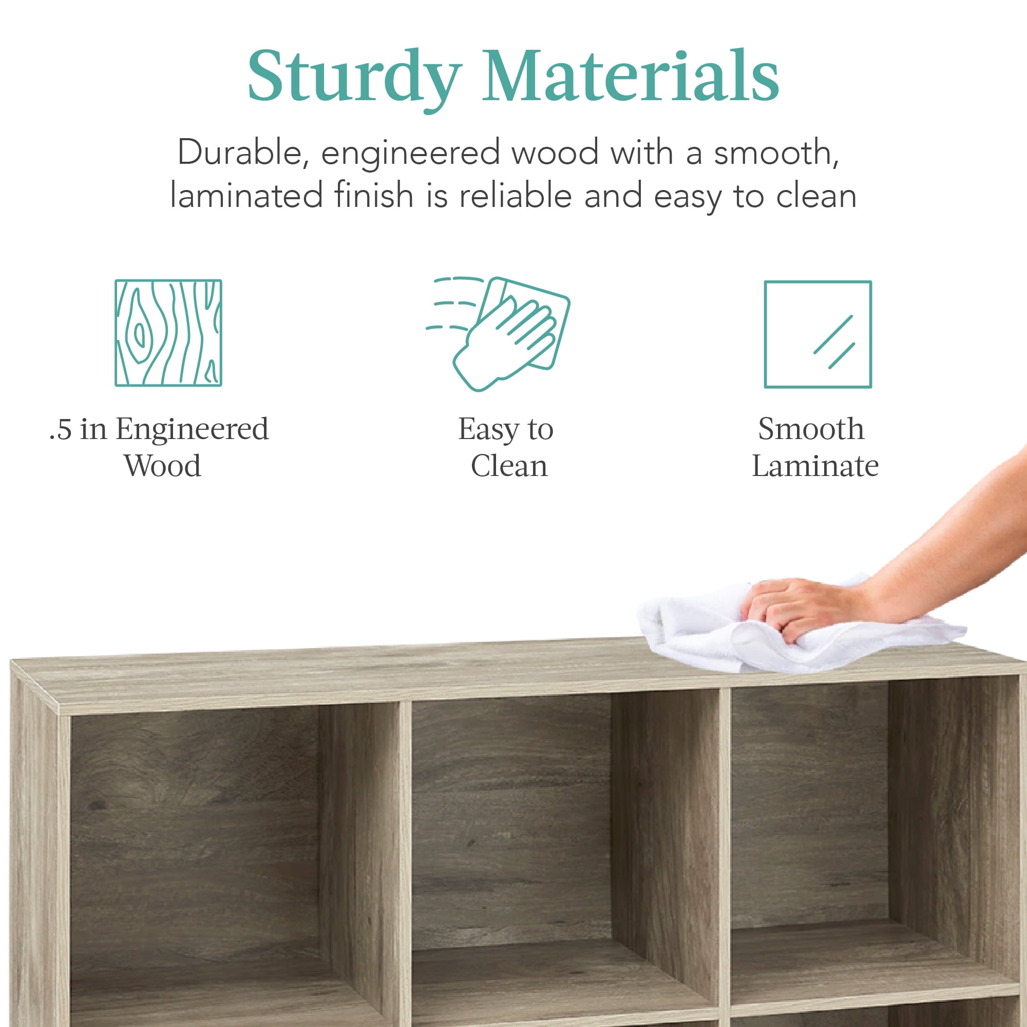 Best Choice Products 6-Cube Bookshelf, 13.5in Display Storage System, Organizer w/ Removable Back Panels - Greige