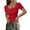 Red, variant on Women's Spring Summer Short Sleeve Tops Ribbed Henley Button Slim Fit Basic Casual T Shirts Blouse Clothing