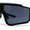 All Black, variant on Mens Oversize Trendy Futuristic Wrap Half Rim Sport Plastic Sunglasses Blue Mirror