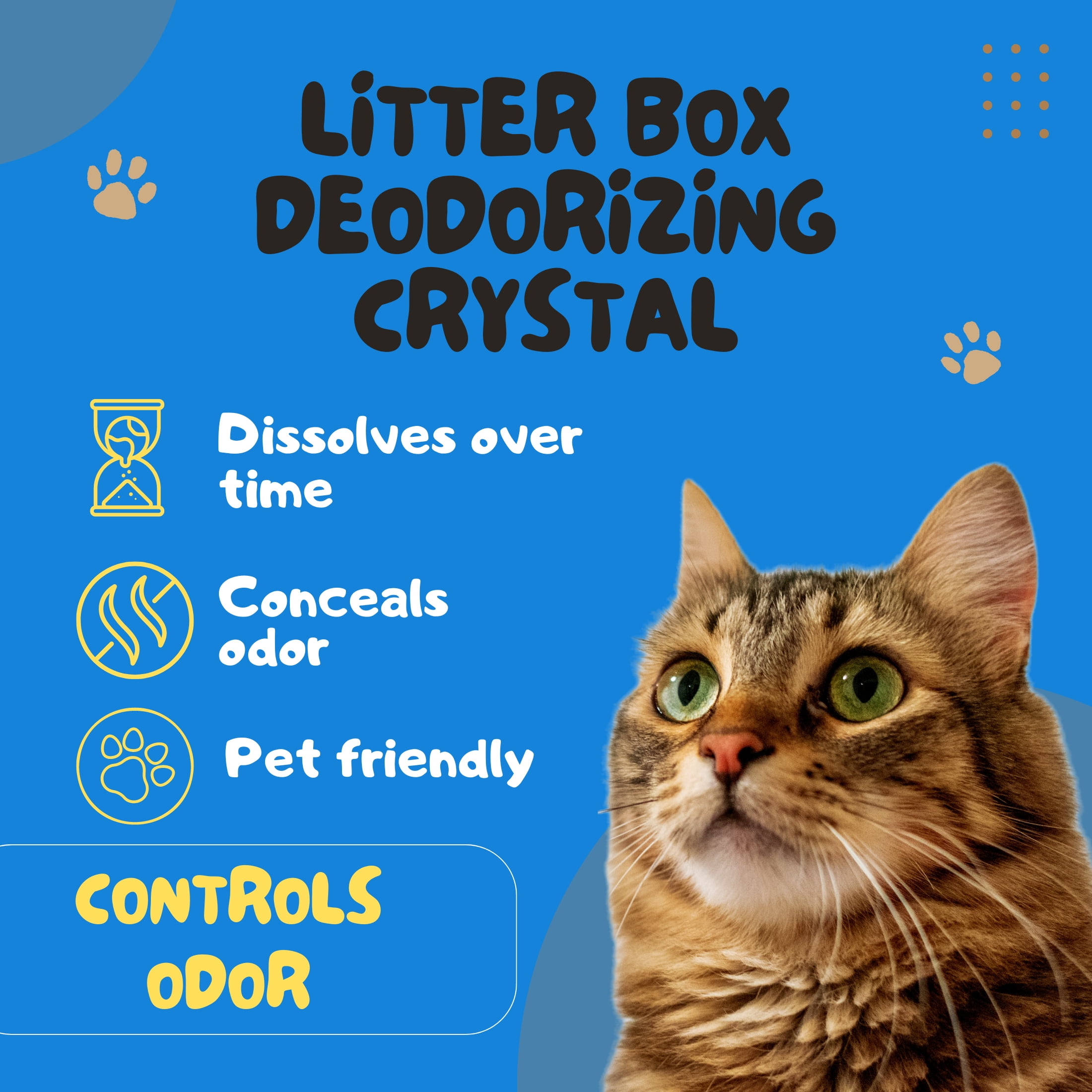 (2) Cat Litter Box Deodorizing Blue Crystals, 15oz Bag Fresh Scent Litterbox Freshener Controls Odors Dissolves Over Time Pet-Friendly Odor Control