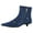Blue, variant on FSJ Women Gorgeous Side Zipper Ankle Boots Pointed Close Toe Buckled Belts Short Bootie Kitten Low Heel Office Walking Dress Shoes Size 8 Blue