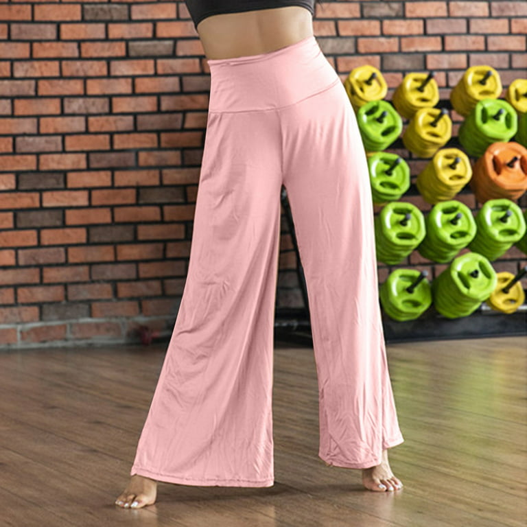 xinqinghao plus size yoga pants for women womens casual high waist loose  solid color comfy stretch yoga wide leg pants wide leg yoga pants polyester