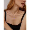thumbnail image 2 of PYNZY Teardrop Dangle Drop Necklace for Women 925 Sterling Silver Halo Pendant 7x10mm Created Amethyst Birthstone Jewelry Gift, 2 of 7
