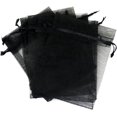 thumbnail image 3 of LoonWear Organza Gift Bags 100-Pack - 5x7" Black Drawstring Pouches, 3 of 4