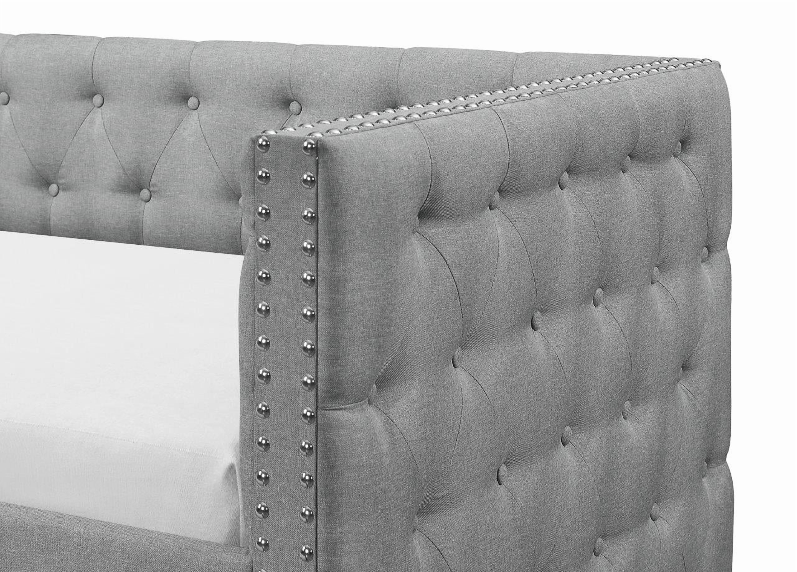 Home Design Solace Twin Daybed – Light Gray Upholstered Frame with Storage-Ready Design