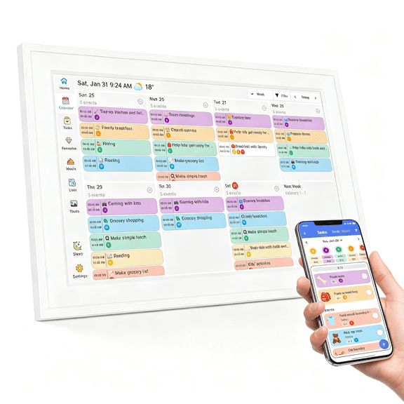 BPPEG Digital Calendar,10.1-inch Smart Wall Planner Electronic Calendar&Chore Chart | Touchscreen Family Calendar&Interactive Display for Schedules,Organize Your Daily&Family Routines,Desk&Wall