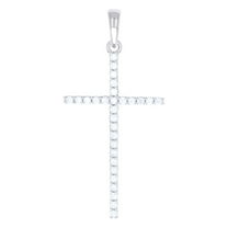 14K White Gold Look 925 Sterling Silver Mens 0.91ct Moissanite Cross Religious Charm Pendant