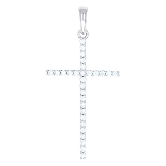 14K White Gold Look 925 Sterling Silver Mens 0.91ct Moissanite Cross Religious Charm Pendant
