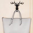 thumbnail image 4 of Langgg Deer Head Plastic Wall Hang Hook Hat Bag Key Jewelry Rack Home Decor Adhesive Black 1Set, 4 of 6